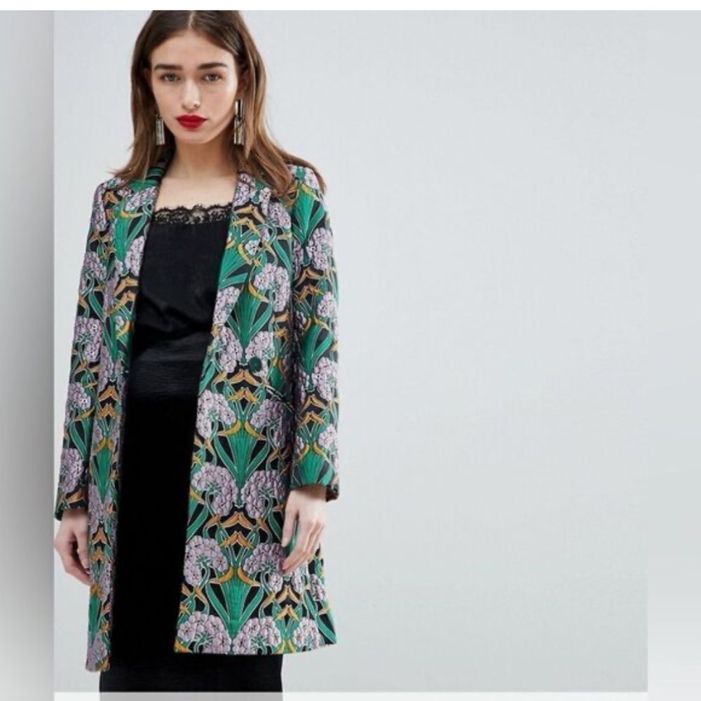 Asos Lilac Floral Jacquard Trinny Jacket Coat XS Maximalism Event Grunge